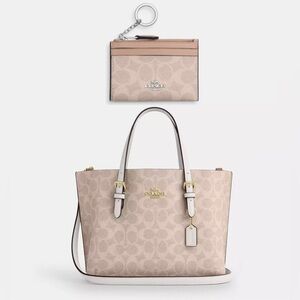 Coach Beige Signature Tote Bag and wallet